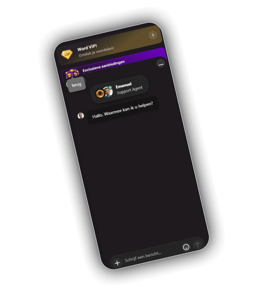 Livechat bij Lucki Casino met een medewerker die klaarstaat om te helpen